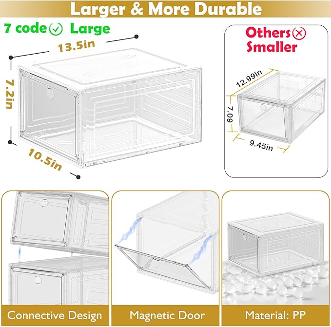 12 Pack Clear Shoe Storage Organizer - Image 3