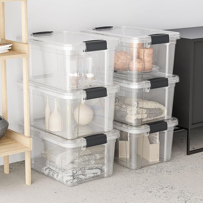 Superio Storage Bins with Lids- 4 Pack, 7.4 Qt Clear Boxes - Image 8