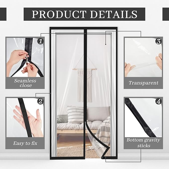 Amylove Zipper 48 x 87 Inch Dust Barrier Door Kit Construction Door Barrier 4 x - Image 3