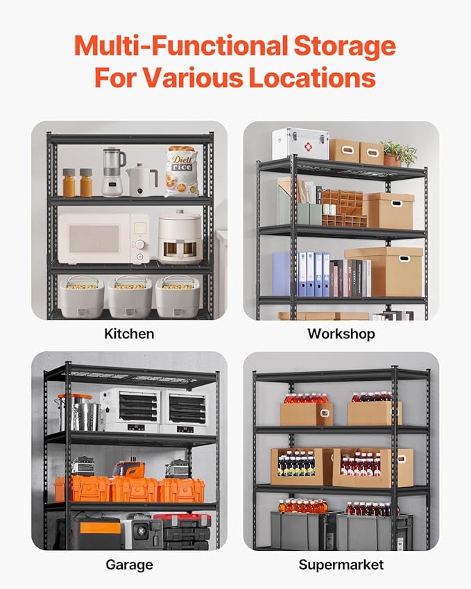 VEVOR Storage Shelves, 2500 lbs, 5 Tier Heavy Duty Garage Shelving, - Image 8