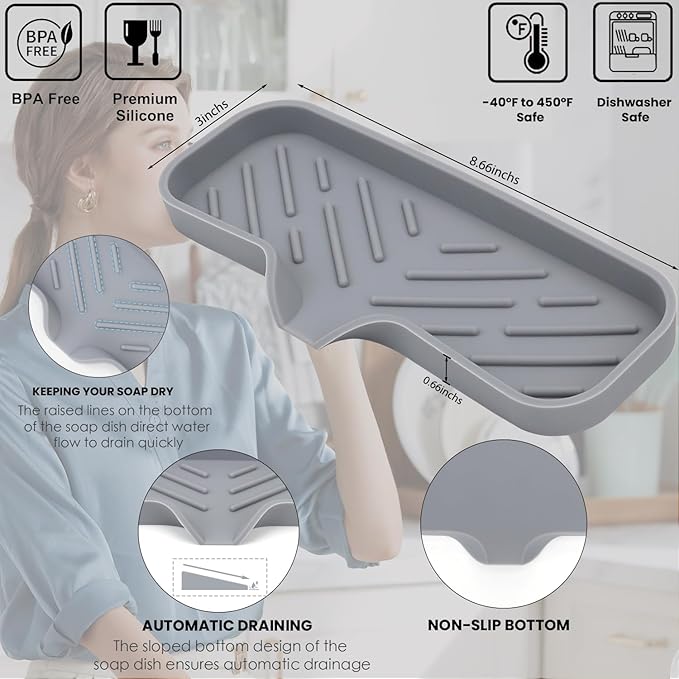 Silicone Bathroom Soap Dishes, Sponge Holder - Image 2
