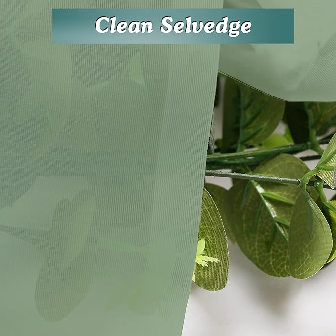 Chyhomenyc Sage Green Sheer Curtains 63 Inch Length 2 Panels, Light Filtering - Image 4