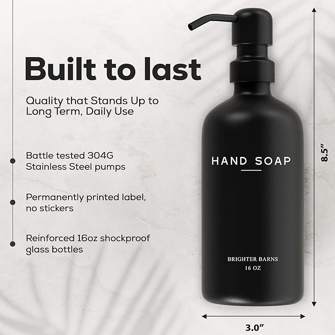 Black Glass Soap and Lotion Dispenser Set by Brighter Barns - Image 3