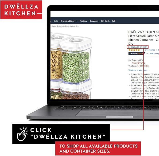 DWËLLZA KITCHEN Airtight Food Storage Containers – 4 Piece set Air Tight Pantry - Image 3