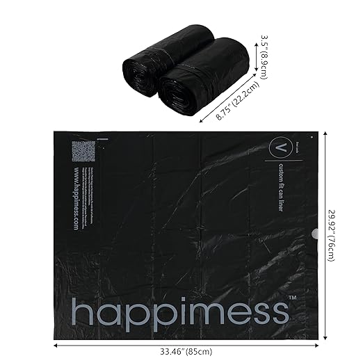 happimess HPM3000V-BLACK 30 Gallon Drawstring Unscented Trash Can Liner - Image 2