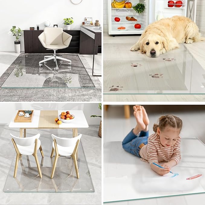 48" x 48" Glass Chair Mat, 1/5" Thick Office Chair Mat - Image 6