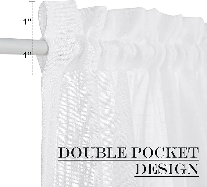 NICETOWN French Door Curtain Panel Linen Look Classroom Window Shade Sidelight - Image 3