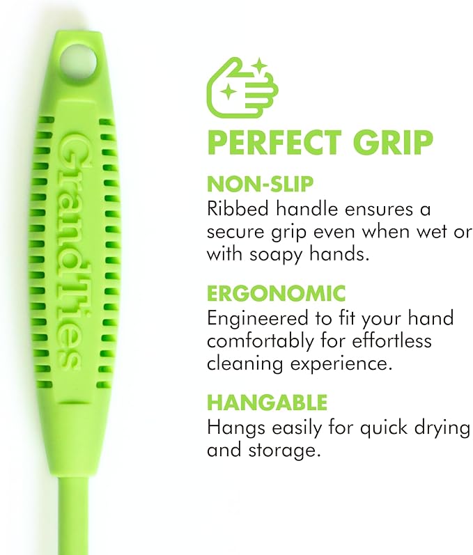 GrandTies Silicone Cleaning Brush Set | Extra Long Brush - Image 3