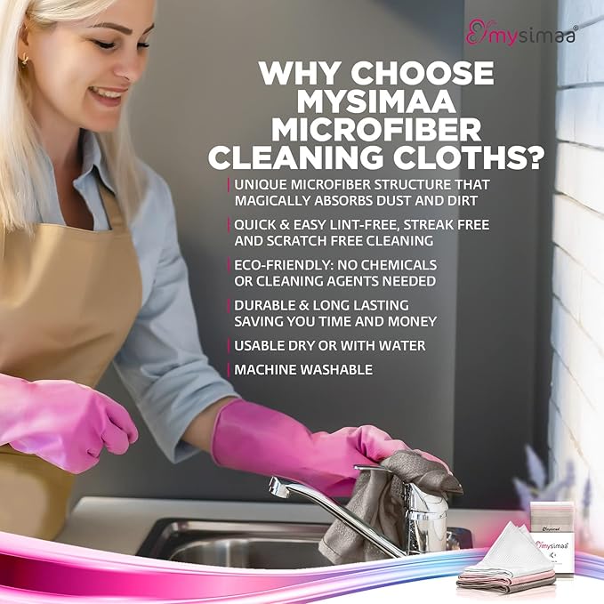 mysimaa XL Lint Free Microfiber Cloth, Glass & Window Cleaning Cloths - Image 6