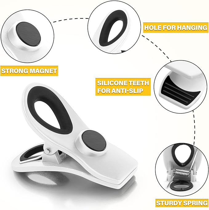 10 Pack Magnetic Chip Clips, Bag Clips, Food Clip, Plastic White Snack Clip - Image 5
