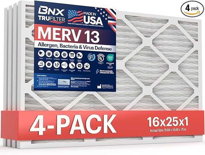 BNX TruFilter 16x25x1 Air Filter MERV 13 by BNX