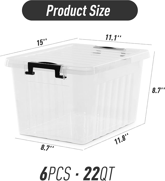Citylife 22 QT Clear Plastic Storage Bins - Image 3