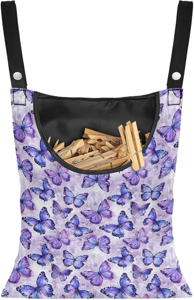 2 Pcs Butterfly Purple Clothespin Bag by Unknown