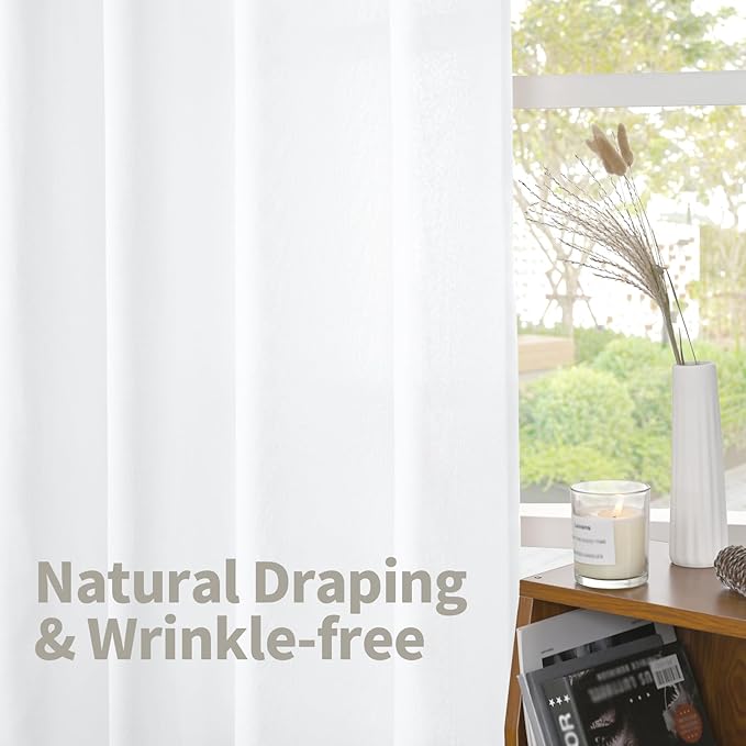 YoungsTex White Cafe Curtains 36 Inch Length - Image 4