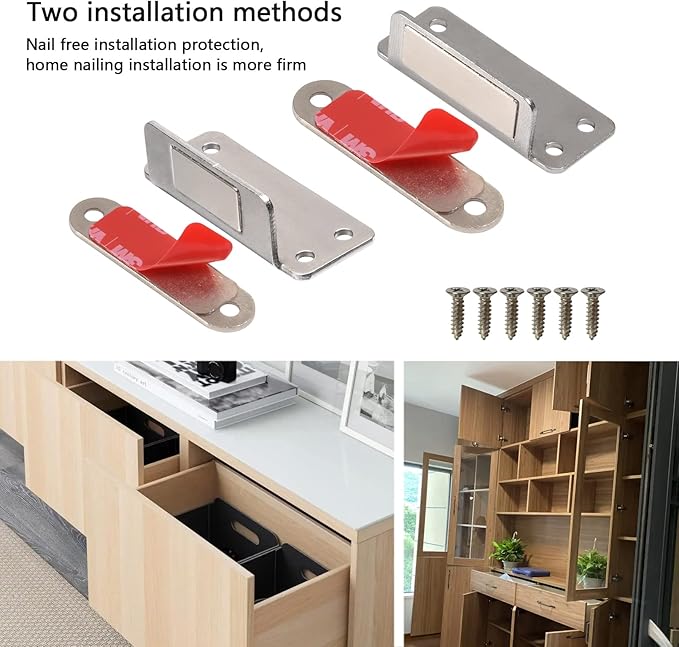 Cabinet Magnets Mousike Adhesive Strong Magnetic Door Catch Stainless Steel - Image 5