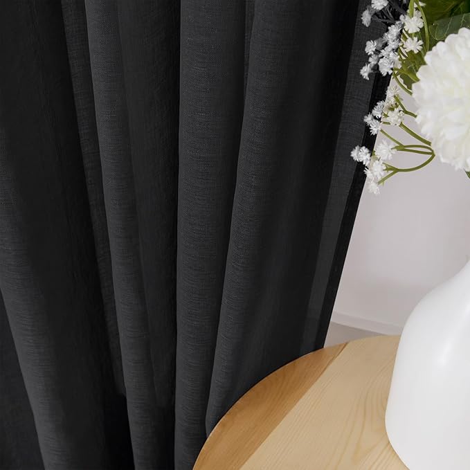 Tollpiz Short Sheer Curtains Living Room Linen Textured Curtain Sheers Light - Image 3