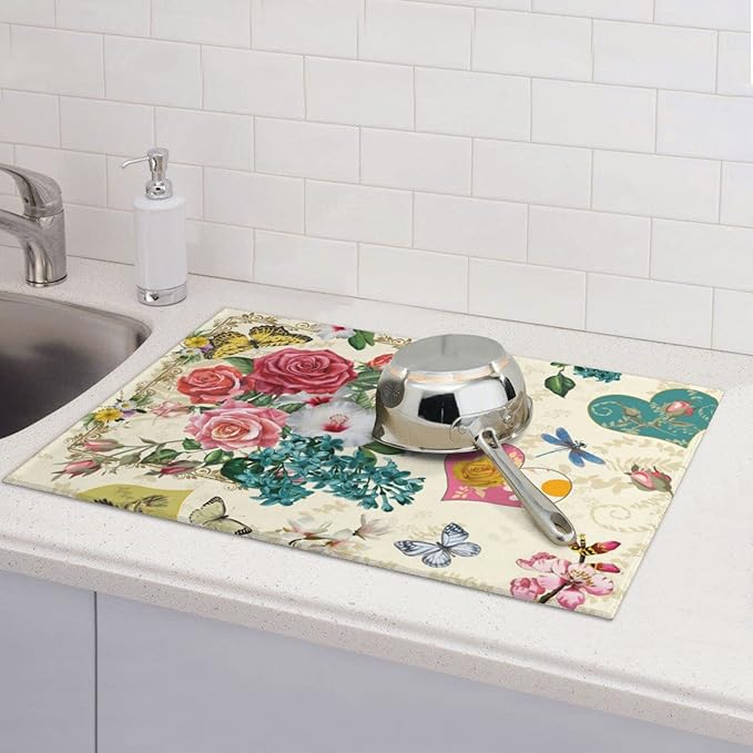 Dish Drying Mat For Kitchen Counter Absorbent Dish Mat Reversible Drainer - Image 7