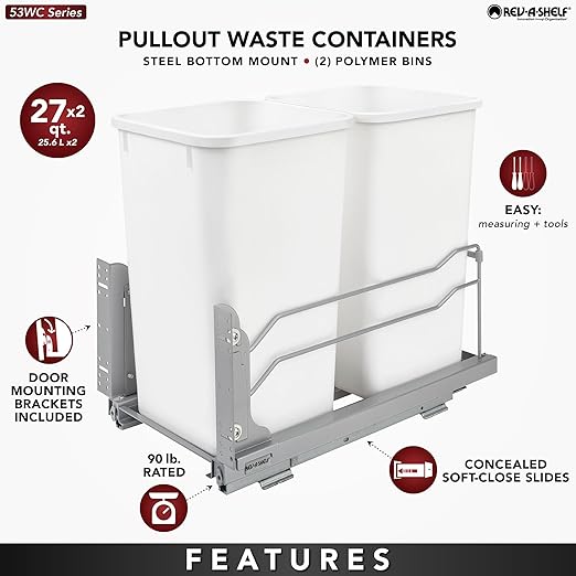 Rev-A-Shelf Double Pullout Trash Can - Image 7