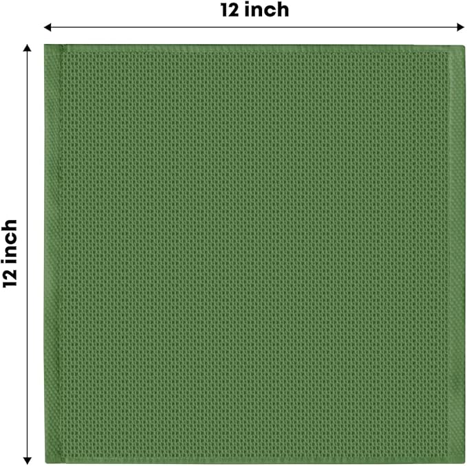 Artoid Mode 100% Cotton Olive Green Waffle Weave Kitchen Dish Cloths, 12x12 - Image 6