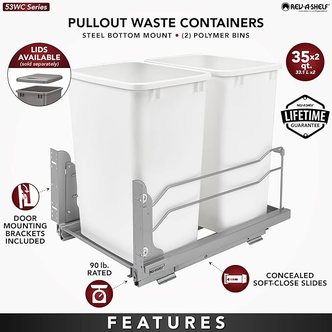 Rev-A-Shelf Double Pullout Trash Cans - Image 3