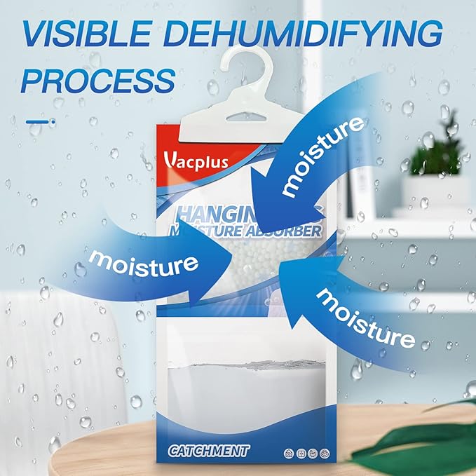 Vacplus Moisture Absorbers, Hanging Closet Dehumidifier Bags, Humidity Packs - Image 3