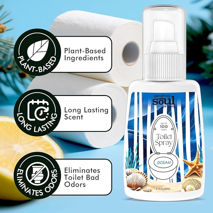 Toilet Spray, Ocean Scent, Eliminates Bathroom & Toilet Odors, Travel Size Air - Image 3