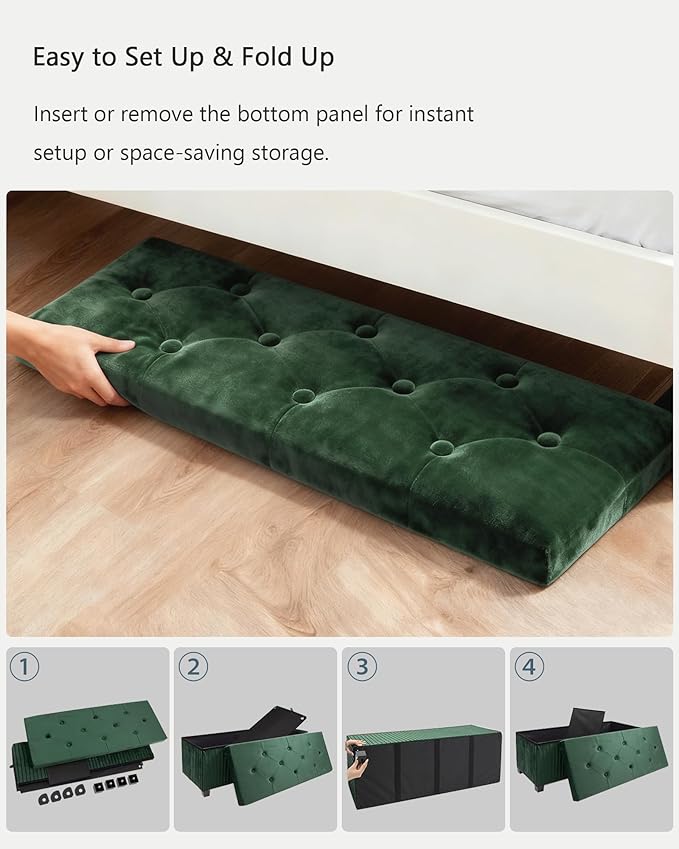 Storage Ottoman Bench, 43 Inch Foldable Ottoman - Image 7