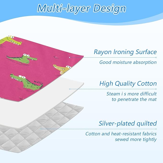 Pink Funny Crocodiles Ironing Mat Thickened Ironing Blanket Travel Portable - Image 4