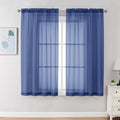 Chyhomenyc Royal Blue Sheer Curtains 63 Inch Length 2 Panels, Rod Pocket Solid by Chyhomenyc