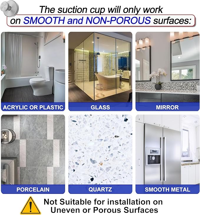 Suction Cup Hooks for Shower, Removable Towel Hooks for Bathroom Window Glass - Image 6