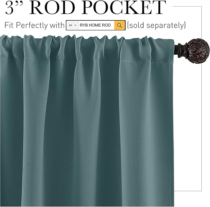 RYB HOME Small Curtains Blackout - Image 2