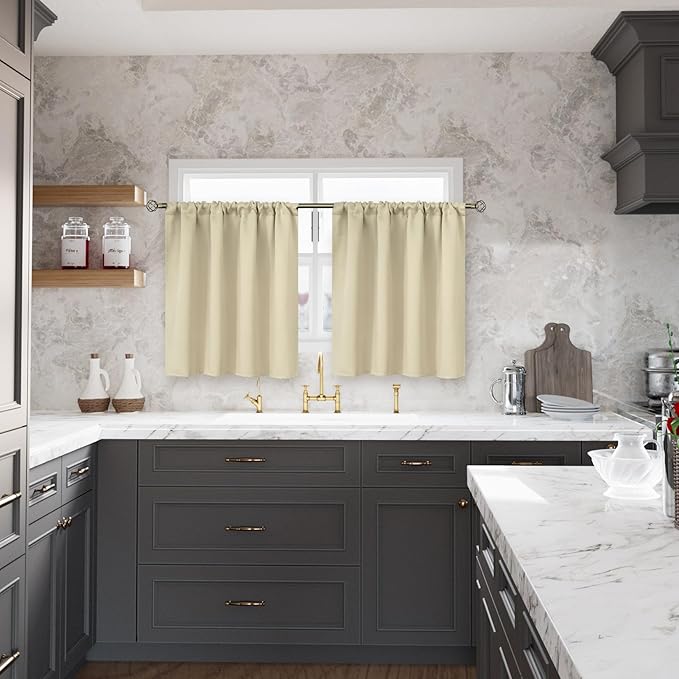BGment Beige Blackout Curtains 40 Inches Long - Image 2
