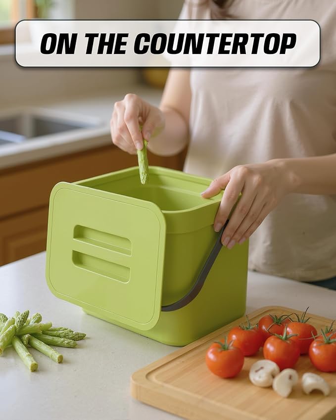 Countertop Compost Bin Kitchen, 1.8 Gallons Hanging Trash Can - Image 3