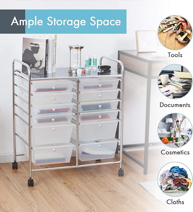 GOFLAME 12-Drawer Rolling Storage Cart, Mobile Utility Cart - Image 4