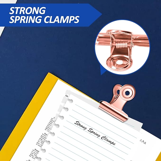 30 Pack Small Rose Gold Bull Clips, 1.22 Inch Mini Metal Hinge Clips - Image 3
