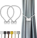 Hion Magnetic Curtain Tiebacks White 2pcs, Curtain Tiebacks Buckles Holdbacks by Hion