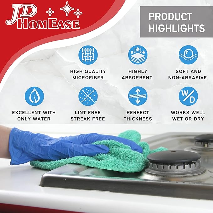 Microfiber Cleaning Cloths, 24 Pack, All-Purpose, Highly Absorbent, Washable - Image 4
