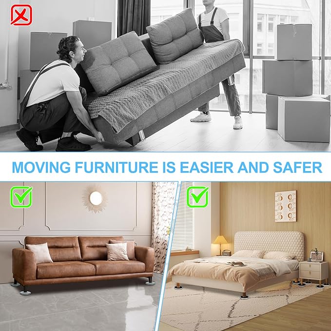 New Upgrade Furniture Movers Sliders, 4+4 Pack 4.3" Multi-Surface Furniture - Image 5