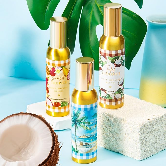 Room Spray, Tidal Coconut, Woven Ocean, Sunset Tropics, 3 Pack, Each 4 fl oz - Image 6