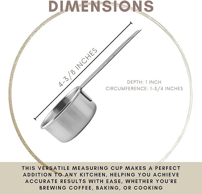 1/8 Cup Stainless Steel Measuring Cup | Sturdy Metal 30 ml | 30 cc | 1 oz | - Image 4
