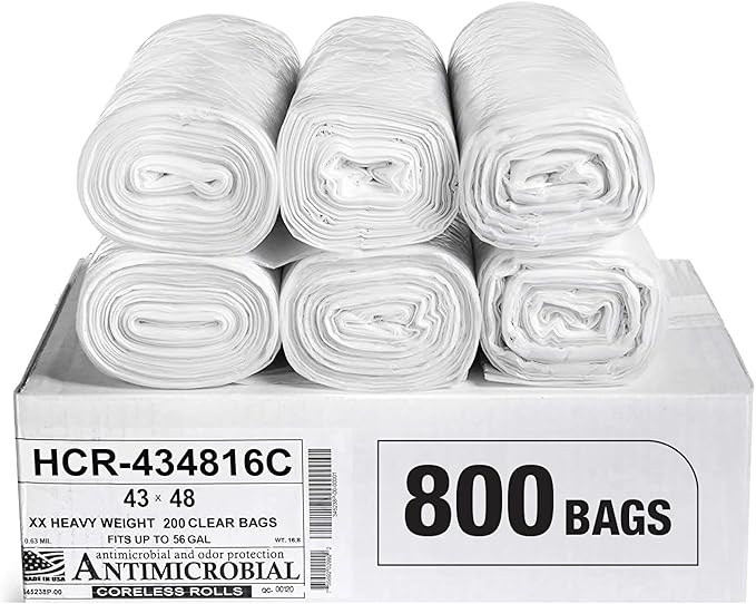 Aluf Plastics High Density Trash Bags, 56 Gallon, 16 Micron, by AlufPlastics