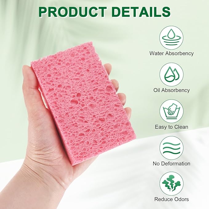 6-Pack Kitchen Sponges, Condense Eco Cellulose Non-Scratch Scrub Heavy Sponge - Image 2