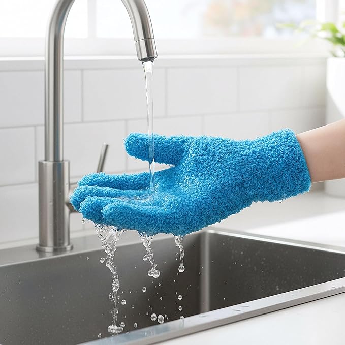 2 Pairs Microfiber Gloves Household Cleaning Glove Plant Dusting Glove Washable - Image 6