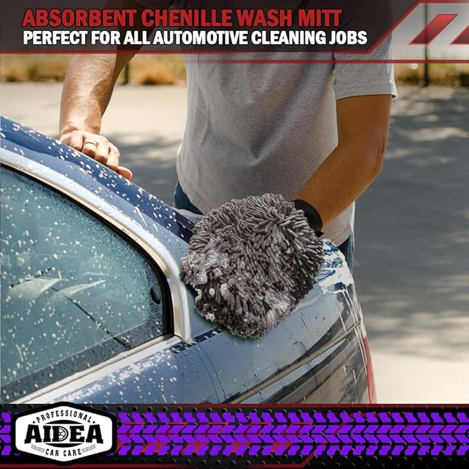 AIDEA Car Wash Mitt Microfiber-2Pack, Scratch-Free& Lint-Free, Premium Chenille - Image 8