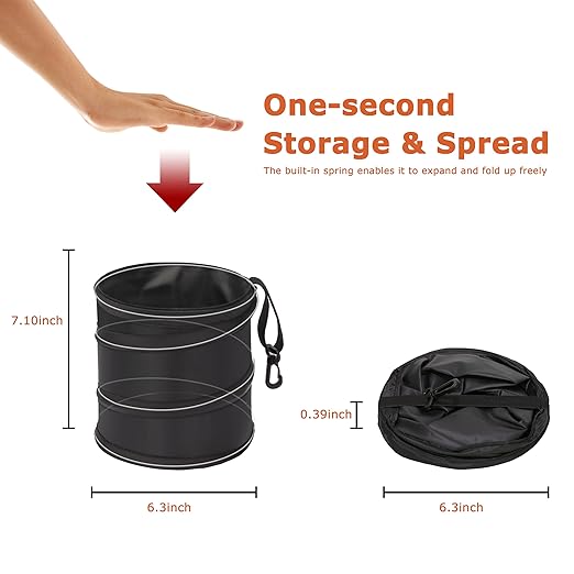 Ginsco New Leakproof Car Trash Can, 1 Gallon Mini Trash Can Pop-up Collapsible - Image 2