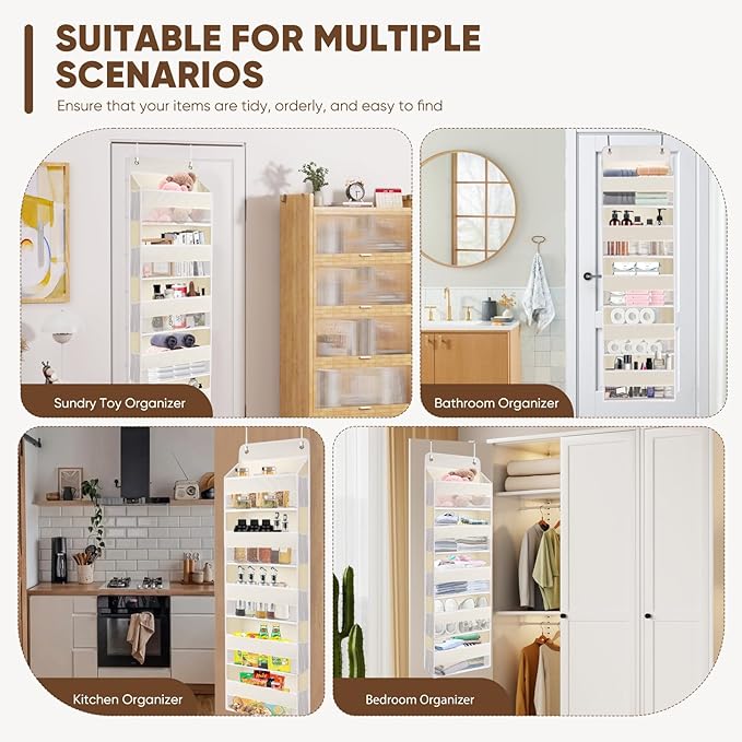 QINGUANG Over The Door Organizer, Hanging Organization and Storage, Behind Door - Image 3