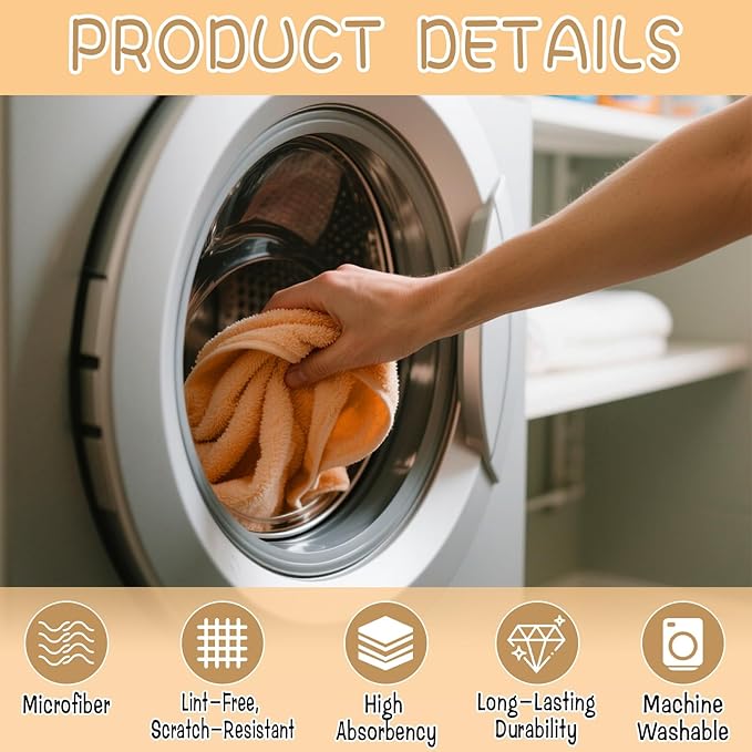 6 Pack Extra Large Microfiber Cleaning Cloths 20"x30", Lint-Free Reusable Towels - Image 3