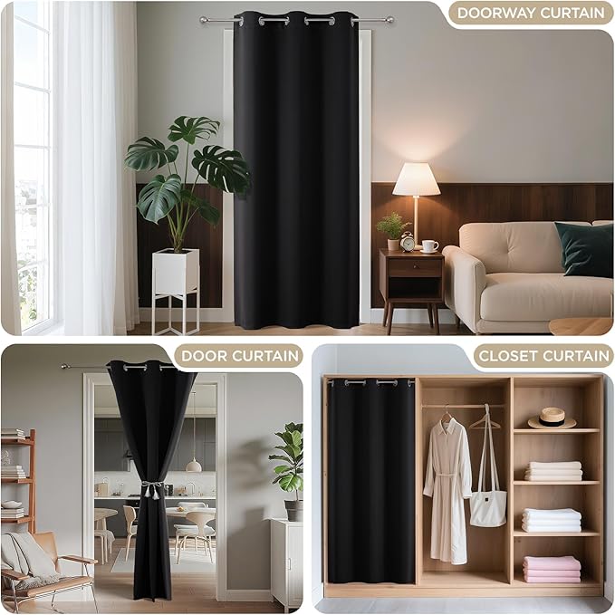 Joydeco Blackout Door Curtain for Doorway Privacy 84 Inches Long, Grommet - Image 4