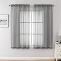 Chyhomenyc Charcoal Grey Sheer Curtains 45 Inch Long 2 Panels, Light Filtering by Chyhomenyc
