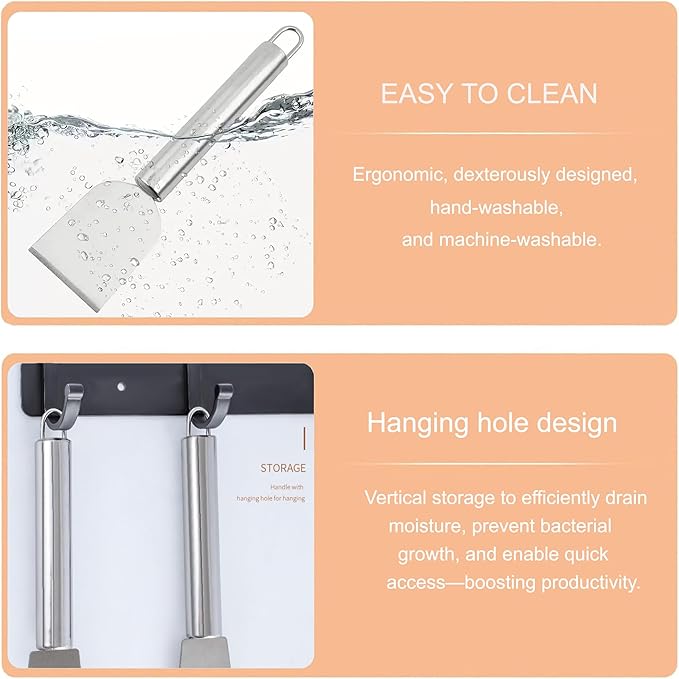 2 PCS Stainless Steel Scrapers – Multifunctional Scraper Cleaning Tool - Image 7